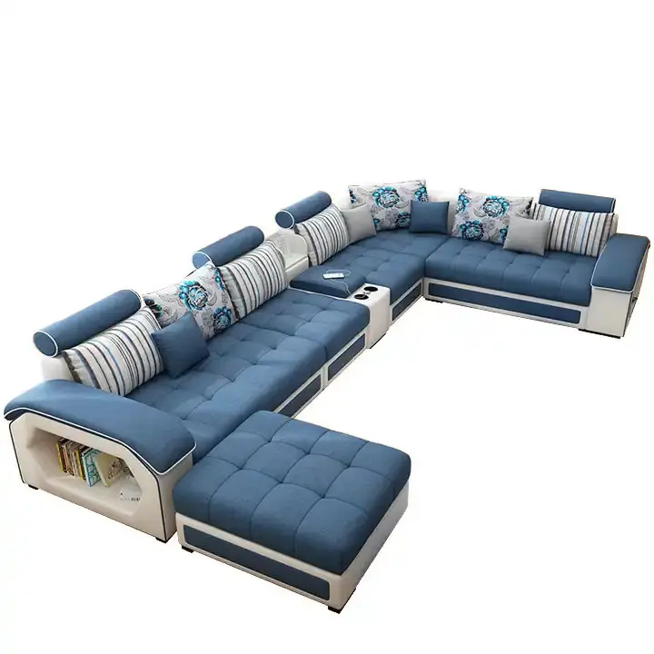 Zeitgenössische Wohnzimmer Sofas Leders ofa Set 7-Sitzer Couch Longue L U-förmige Schnitts ofa moderne Wohnzimmer möbel