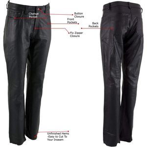 2025 pantalones de motociclista de moda informal de cuero de búfalo Premium para mujer LKM5719 ropa de motocicleta negra - Product Image 5