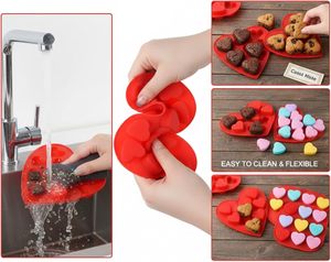 Moule en silicone personnalisé en forme de cœur pour chocolat, réutilisable, pour pâtisserie, bonbons, gommes, glaçons, <span class=keywords><strong>cire</strong></span> fondante, résine, facile à démouler - Product Image 4