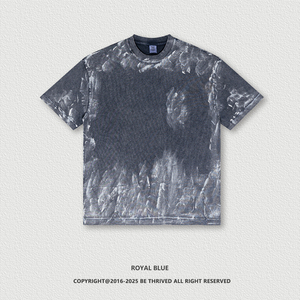 T-shirt vintage pour homme à manches courtes, taille US S25105, de haute qualité, 100 % coton tricoté, 270 GSM, écologique, teinture par pulvérisation, lavé, ample - Product Image 4