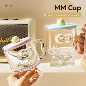 Verre à boisson en verre de style Ins avec couvercle, design élégant, verre à jus, verre à boisson, verre à dessert haut de gamme, tasse à café - Product Image 2