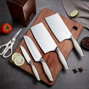 Ensemble de couteaux de cuisine en acier inoxydable à haute teneur en carbone, hachoir, ensemble de couteaux japonais, ciseaux de cuisine, couteau de cuisine avec support en bois massif - Product Image 3