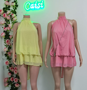 Vestido corto casual halter para mujer, vestido de verano a la moda, vestido mini sexy sin espalda, elegante para mujer - Product Image 1