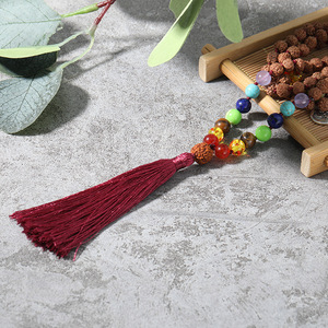 Chuỗi Hạt Bằng Gỗ <span class=keywords><strong>Rudraksha</strong></span> Tự Nhiên Thắt Nút Tôn Giáo Đá Quý Luân Xa Thiền Định Vòng Cổ Mân Côi Mala Dài 108 Cho Nam - Product Image 2