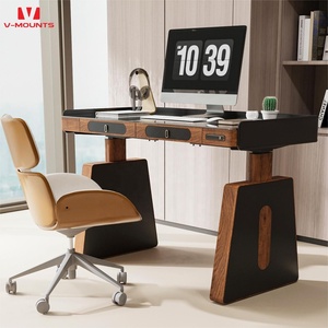 Supports en V Bureau moderne en bois à double moteur réglable pour le <span class=keywords><strong>travail</strong></span> <span class=keywords><strong>debout</strong></span> avec pieds de table trapézoïdaux JSD2-02-M4 - Product Image 1