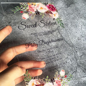 Carte d'invitation imprimée personnalisée avec enveloppe sceau de cire auto-scellant cartes de vœux faites à la main invitation de <span class=keywords><strong>mariage</strong></span> en acrylique - Product Image 3