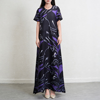 Miyake Usine Directe Haute Qualité Plissée Dames Décontracté Longue Robe Imprimé Floral Méthode Tissée