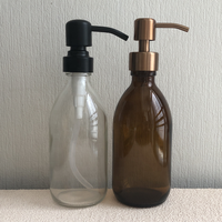 Distributeur de savon en verre ambré rechargeable de 300 ml avec pompe en plastique noir