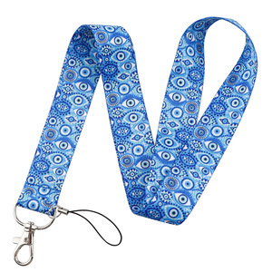 สายคล้องบัตรลายตาปีศาจสีฟ้าสไตล์ตุรกี สำหรับใส่บัตรพนักงาน ทำจากโพลีเอสเตอร์ - Product Image 6