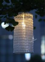 KanLong Lanterne en papier à énergie solaire personnalisée à LED, blanche, décoration suspendue de jardin pour le camping en plein air, durable et écologique