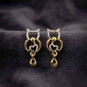 Boucles d'oreilles modernes pour femmes en or jaune 22 carats avec un savoir-faire en or massif, idéales pour un usage décontracté, confortables - Product Image 2