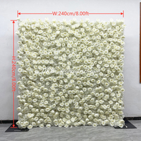 Mur de fleurs artificielles 5D en tissu enroulable Rose Blanche pour décor de mariage, toile de fond d'événements, banquets et accessoires de présentation florale pour vitrine