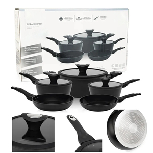 High Quality <b>Pot</b> Pan Silicone Glass Lids Soft Touch Handle Non Stick 8 Piece Forged Aluminium Ceramic Cookware <b>Set</b> - Product Image 5