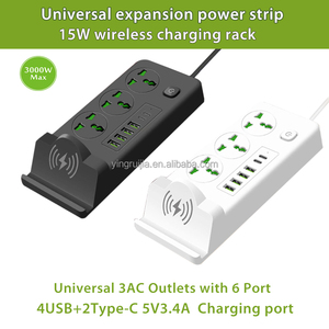 Nhà Máy giá bán buôn phổ Dải điện, 3 cửa hàng với USB-A và USB-C + không dây sạc Rack, mở rộng Dây ổ cắm - Product Image 2