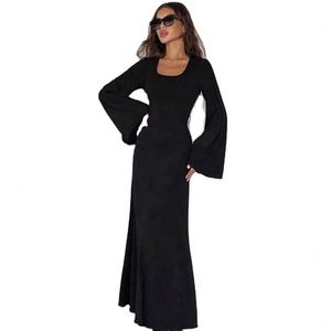 Abito T-shirt da Donna Yi, Casual, Ampio, con Scollo a U, Elegante, di Alta Qualità, a Maniche Lunghe, Lunghezza <span class=keywords><strong>Maxi</strong></span> - Product Image 2