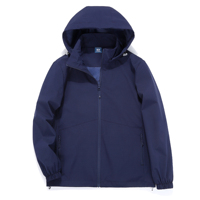 Veste softshell imperméable bleu marine à capuche coupe-vent unisexe zippée légère pour le voyage