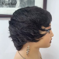 Perruques en cheveux humains vierges bruts, coupe pixie courte et droite, sans dentelle, sans colle, vente en gros à prix compétitif