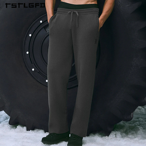 Joggers personnalisés en tricot pour hommes, écologiques, taille haute, avec cordon de serrage et ceinture côtelée, pour la gym et le streetwear - Product Image 4