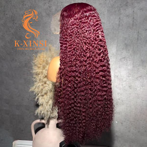 Perruque bouclée birmane couleur bordeaux 99j, cheveux humains vierges bruts, perruque <span class=keywords><strong>frontale</strong></span> sans colle en dentelle HD 13x6, fournisseurs de perruques en cheveux humains - Product Image 2