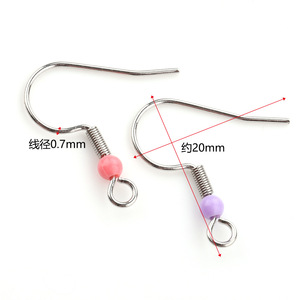 Ganchos para pendientes de acero inoxidable con cuentas y clips de resorte, colores variados, para la fabricación de pendientes, accesorios de joyería H1329 - Product Image 2