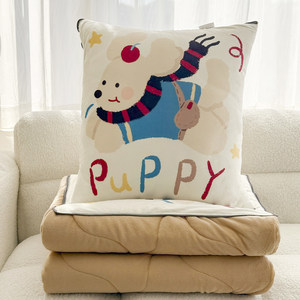 Nouvel oreiller de dossier de voiture 2 en <span class=keywords><strong>1</strong></span> 2025 – Oreiller en peluche velours laitier motif <span class=keywords><strong>chiot</strong></span> mignon, couverture et oreiller en peluche personnalisables avec logo <span class=keywords><strong>pour</strong></span> la détente - Product Image 1