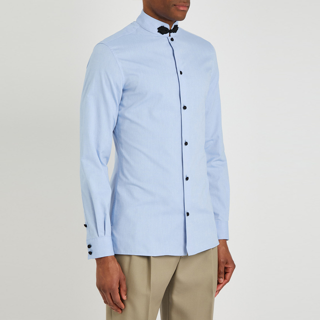 Custom Logo Wrinkle Resistant Printed Slim Fit Solid Color Long Sleeve Button up Casual Men's Dress Shirt for Men
