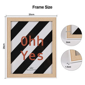 Cadre en plastique bicolore effet bois pour impression <span class=keywords><strong>texte</strong></span> orange personnalisée 8x10 pouces, décoration murale minimaliste rayée, cadeau, vente en gros - Product Image 4