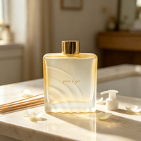Bouteille diffuseur de parfum carrée transparente personnalisée de 200 ml, bouteille diffuseur de parfum en verre vide, bouteille diffuseur de parfum de luxe avec bouchon à vis