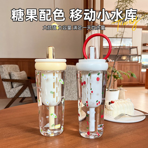 Vaso de plástico Eternity con pajita de 500 ml, taza portátil de viaje para té y té de frutas - Product Image 3