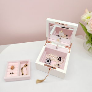 Boîte à bijoux en bois de luxe, blanche brillante, avec ballerine dansante et cadran musical, pour femmes et filles, cadeaux de Noël - Product Image 4