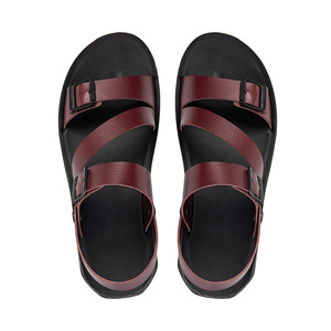 Sandalias Cruzadas para Hombre, Verano, Casuales, Cuero Genuino, Suela de Goma Antideslizante, Punta Abierta, Correa con Hebilla, Tallas 39-47 - Product Image 1