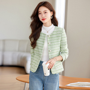 White Wool Blazer For Women Short Coat Elegant Casual Spring Autumn Style With Pocket No-Wrinkle Treatment - Product Image 3