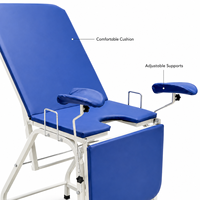 Table d'examen gynécologique avec cadre en acier inoxydable et support de jambe réglable pour usage hospitalier et clinique