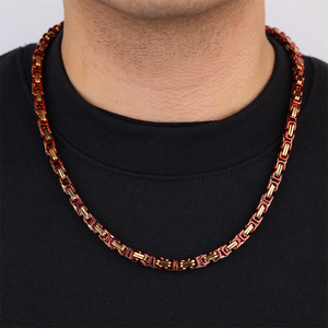 <span class=keywords><strong>Cadena</strong></span> bizantina para hombre de 6MM, <span class=keywords><strong>cadena</strong></span> gótica Punk Rocker Biker, <span class=keywords><strong>cadena</strong></span> pesada urbana, collar rojo de acero inoxidable PVD sin deslustre - Product Image 5