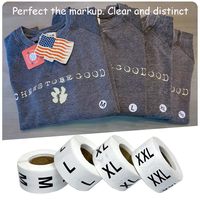 Étiquette de vêtement personnalisée imprimée, ronde, codée, autocollante, pour taille de vêtement, t-shirt, jupe, pull, pantalon, étiquette amovible pour la vente au détail