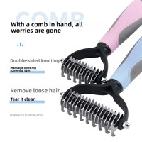Peigne démêlant écologique double face pour animaux de compagnie - Râteau à nœuds ouverts en acier inoxydable avec fonction massage pour chiens et chats