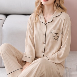 Conjunto de Pijama de Dos Piezas de Satén de Lujo para Mujer, Estilo Europeo Americano, Cintura Elástica, Manga Larga, Transpirable, Tallas Grandes - Product Image 2