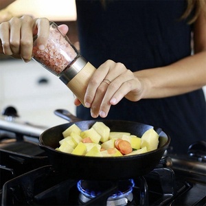 Offre Spéciale de cuisine blanc réglable Shaker moulins à verre en bois bambou moulin à sel et poivre en vrac ensemble avec joint - Product Image 2