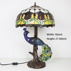 LongHuiJing, flor <span class=keywords><strong>de</strong></span> tulipán rojo, pantalla <span class=keywords><strong>de</strong></span> <span class=keywords><strong>cristal</strong></span>, lámparas <span class=keywords><strong>de</strong></span> escritorio, lámpara <span class=keywords><strong>de</strong></span> mesa Tiffany <span class=keywords><strong>para</strong></span> dormitorio, sala <span class=keywords><strong>de</strong></span> estar, restaurante - Product Image 4