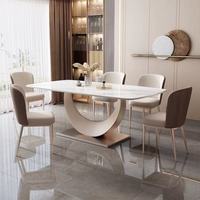 Ensemble de salle à manger de luxe moderne avec table à manger, table en pierre frittée 8 places, accents européens et sièges confortables