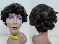 Letsfly Perruques de Cheveux Humains Bouclés Rose Pas Cher avec Bang 100% Cheveux Naturels en Gros Perruque Afro 3 PCS/lot Expédition Rapide