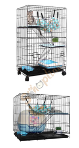 Không Gian Lớn Ba Lớp Có Thể Gập Lại Thoáng Khí Dây Sắt Mèo Lồng Với Rắn Thiết Kế Đơn Giản Khay Nhựa & Hộp Bao Bì - Product Image 6