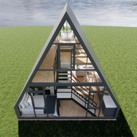 Kleines Holzhaus Fertighaus A-Frame Holz-Fertighaus Winziges Dreieckshaus mit Zwei Schlafzimmern und Hütte
