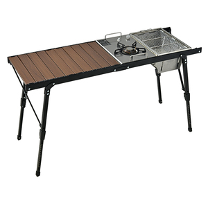Barbecue pliant léger en aluminium IGT, pour la cuisson en extérieur, hauteur réglable, table de camping pliable en métal avec réchaud - Product Image 4