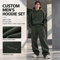 Ensemble sweat-shirt et pantalon de survêtement pour homme IKDEER, coton lourd, logo brodé, tenue en deux pièces pour un usage quotidien décontracté