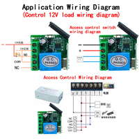 Interruptor de Control Remoto Inalámbrico RF de 1 Canal con Relé de 10A y DC12V, Transmisor con Módulo Receptor de 433mhz y Control Remoto LED