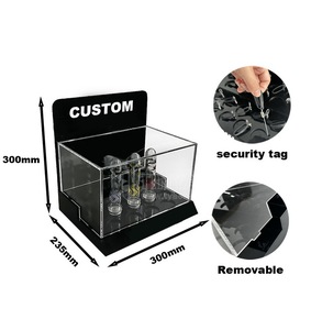 แท่นโชว์อะคริลิคแบบกำหนดเองสำหรับสินค้าขนาดเล็ก สีดำใส สำหรับวางบนเคาน์เตอร์ พร้อมพิมพ์โลโก้ - Product Image 1