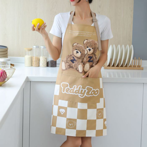 KEFEI impermeable a prueba de aceite oso de peluche babero sin mangas poliéster delantal barbacoa cocina con bolsillos para hombres y mujeres - Product Image 4