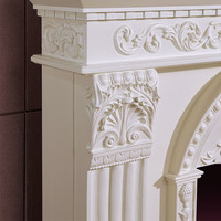 Cheminée décorative de style européen, meuble de cheminée sculpté de couleur foncée, insert de cheminée électrique, effet simulé
