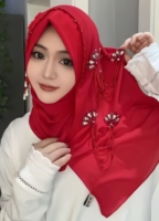 Hijab instantané en cristal fendu pour femme, avec strass, style Arabie Saoudite Dubaï, foulard islamique Turquie